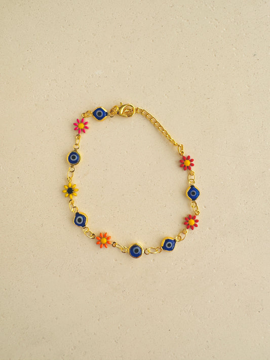 Flower & Evil Eye Bracelet