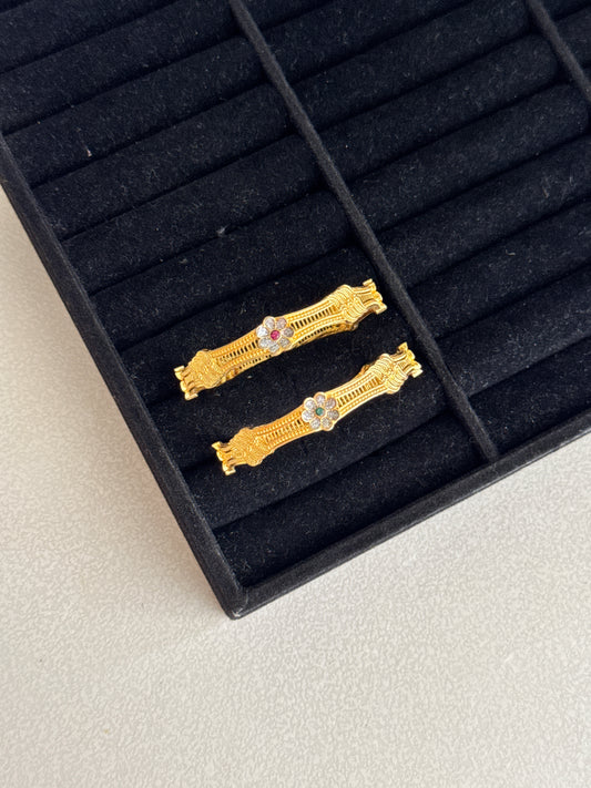 Green & Red Flower Bangles 2/4 size