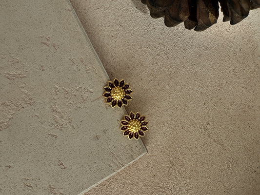 Maroon Flower Earring