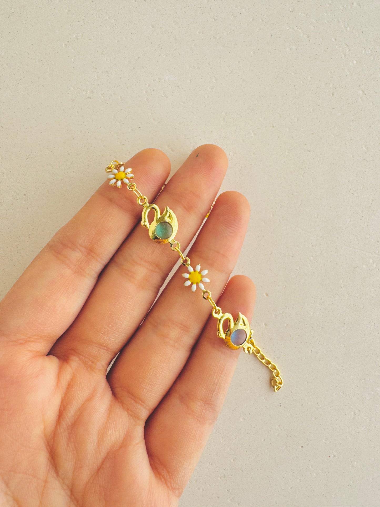 Swan and Flower Bracelet